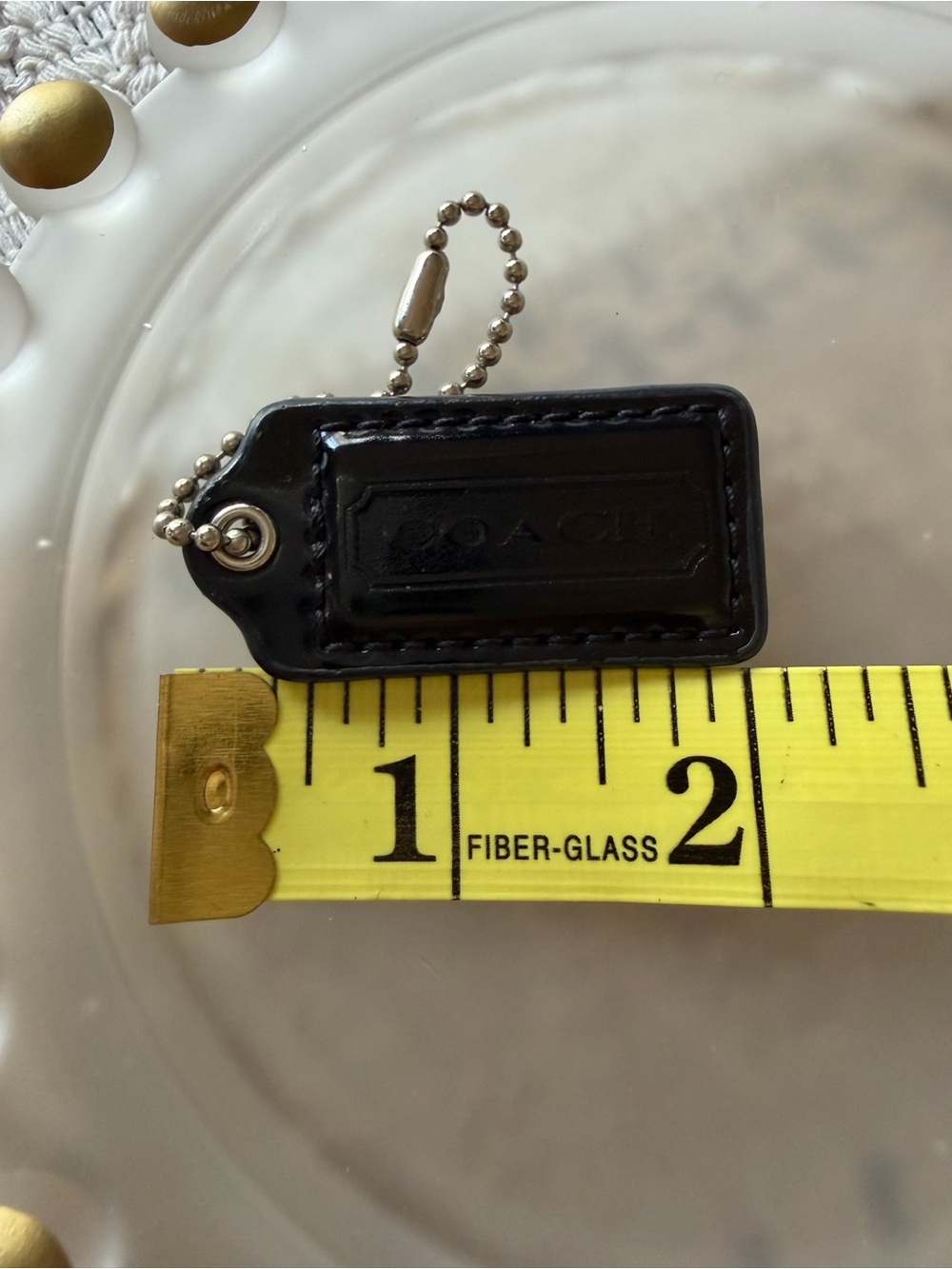 Coach Black Patent Hang Tag Leather with Silver Tone Ball Chain - Picture 3 of 6